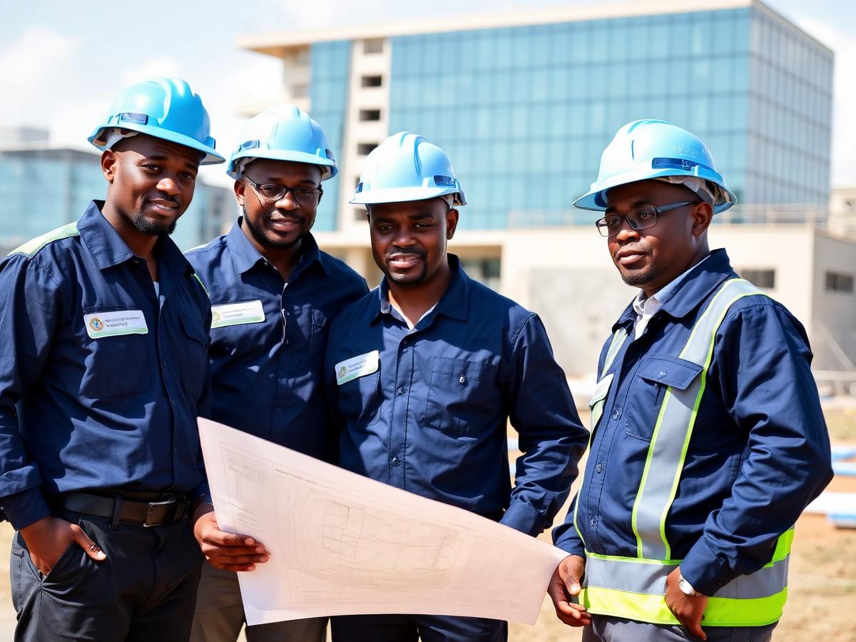 Marbey Projects site team reviewing drawings in Nairobi